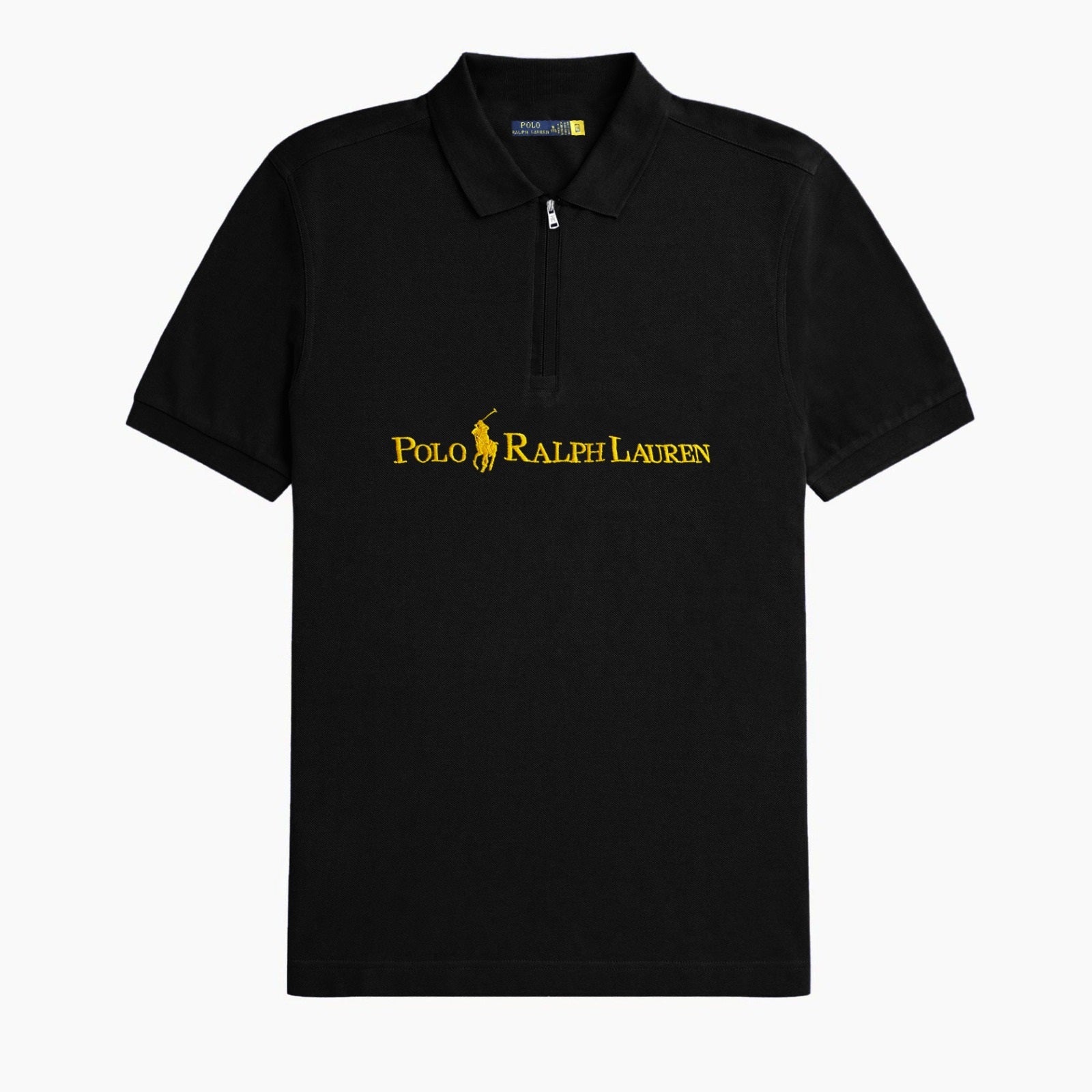 Men's Zipper Polo Shirt Black