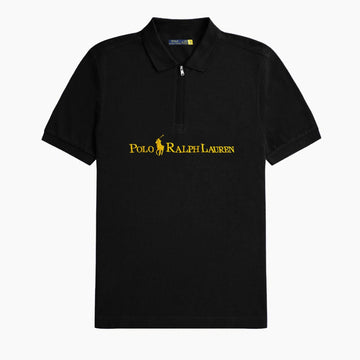Men's Zipper Polo Shirt Black