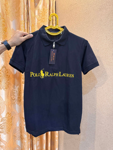 Men's Zipper Polo Shirt Black