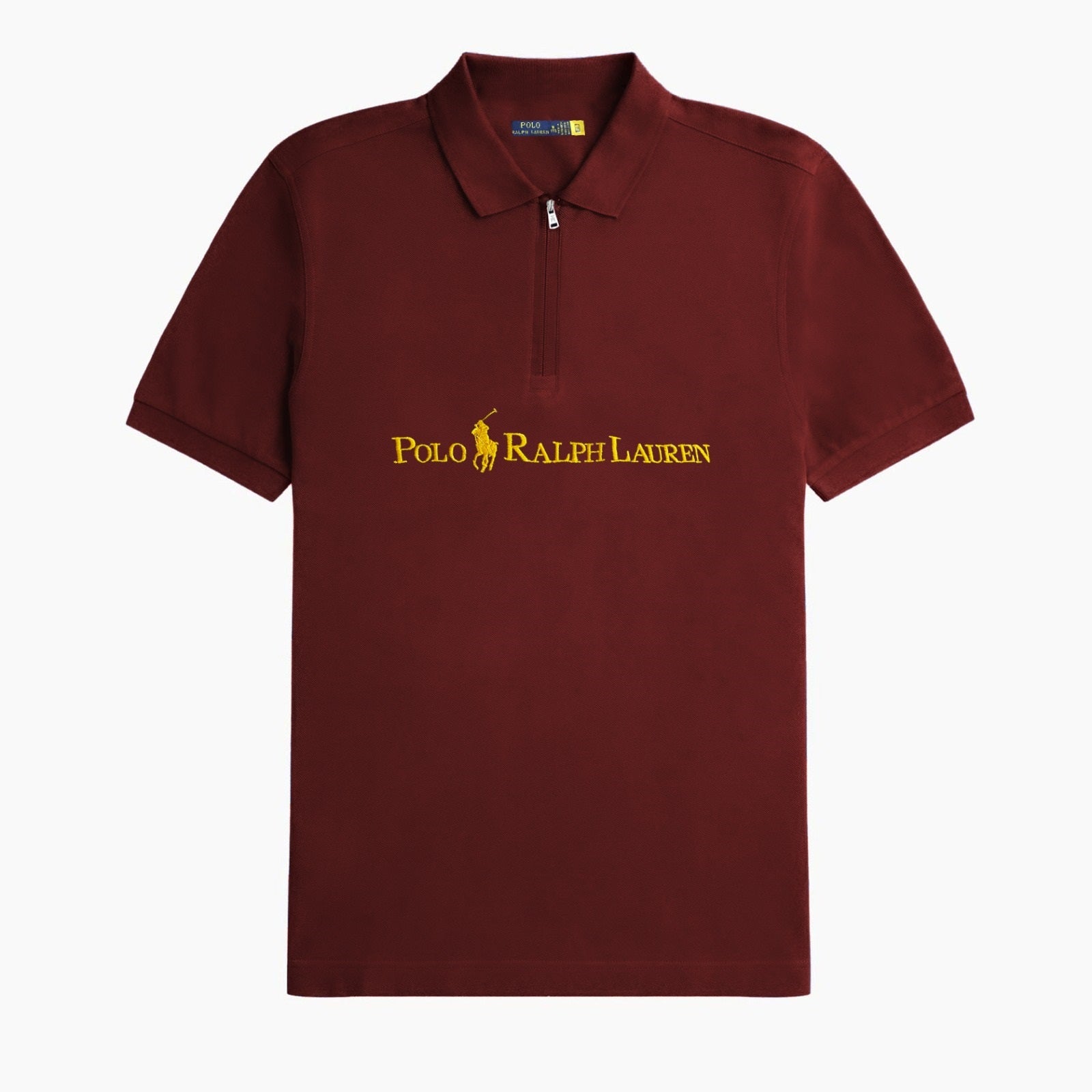 Men's Zipper Polo Shirt Maroon