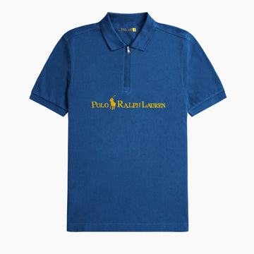 Men's Zipper Polo Shirt Blue